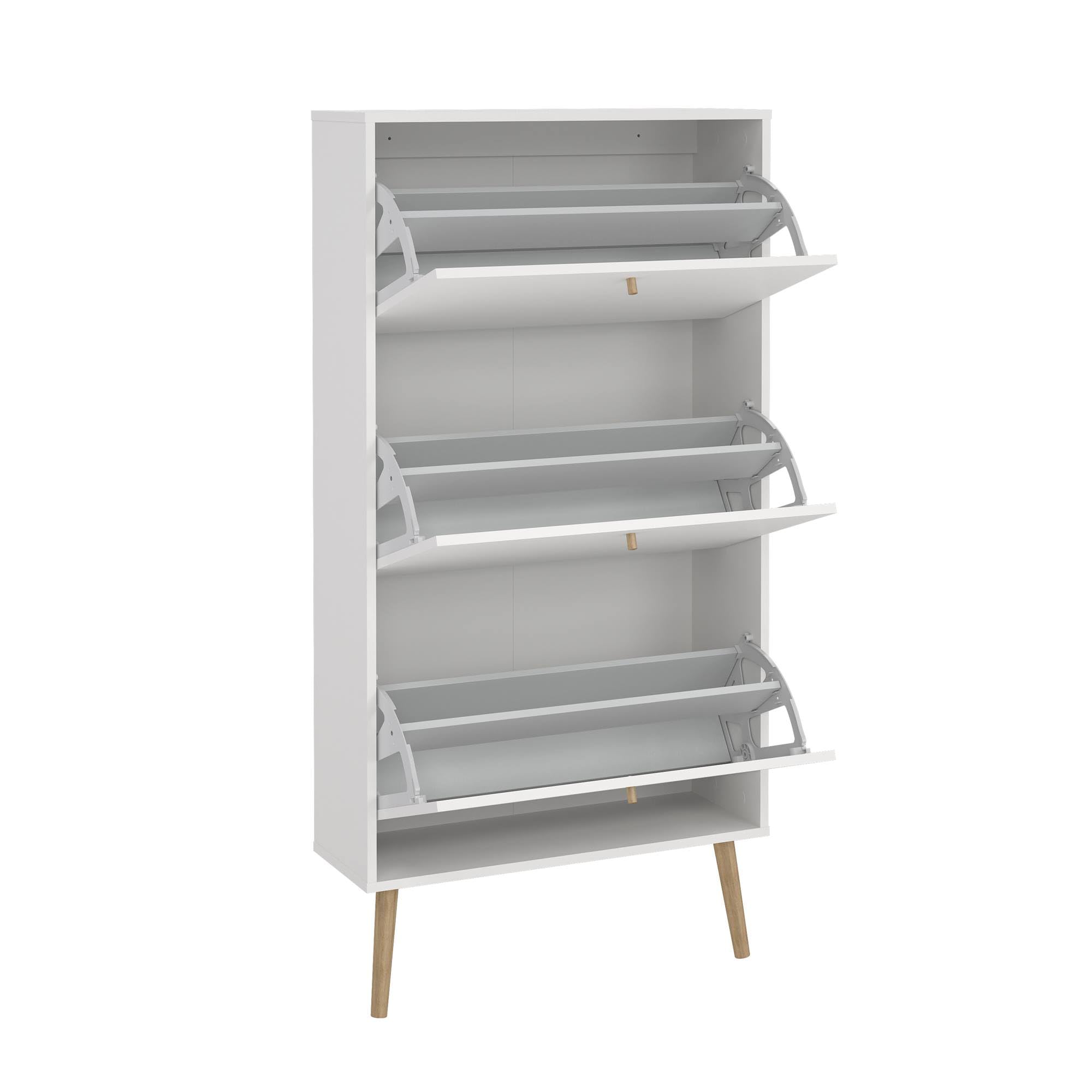 WELL HOME MOBILIARIO & DECORACIÓN Zapatero Abatible Guadiana, Mueble Zapatero con 3 Puertas Abatibles, Blanco, 71 x 25 x 140 cm