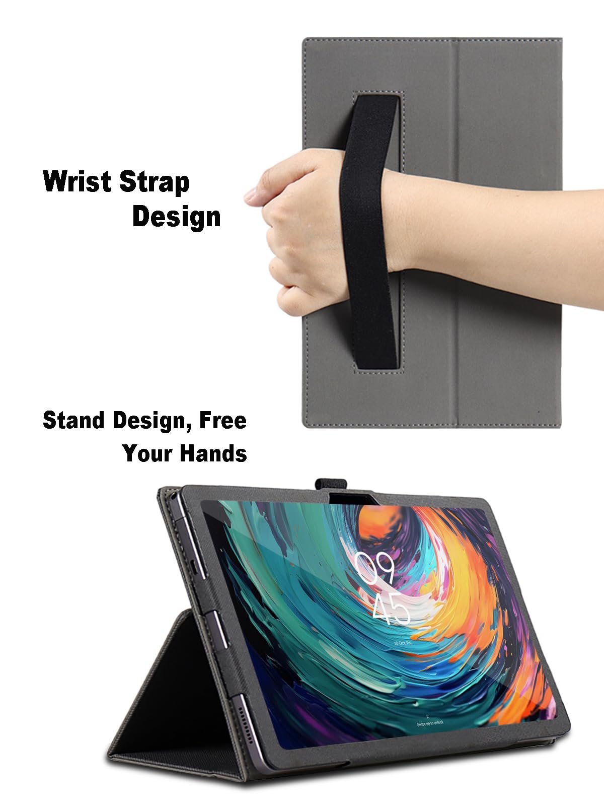 NSFN] For TCL NXTPAPER 11 Plus 11" Tablet Case Protective Case With Handheld Band Premium PU Leather StandFunction Case