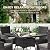 RTDTD 10 Pieces Patio Dining Set Outdoor Rattan Furniture Dinning Set with 2 Square Glass Tabletops 8 Chairs with Grey Cushions for Patio, Backyard Outdoor Kitchen Lawn & Garden