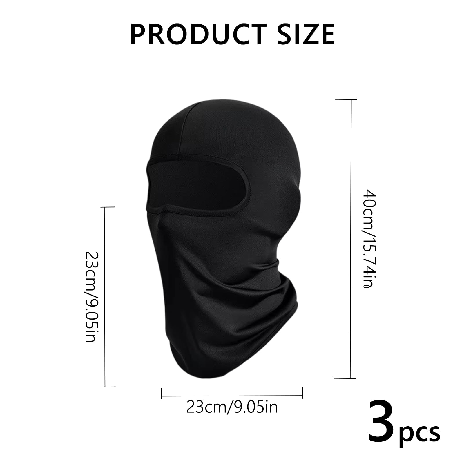 Máscara de Pasamontañas Protector UV para Bicicleta Motocicleta Esquí Hombre Mujer Negro (3 Piezas)