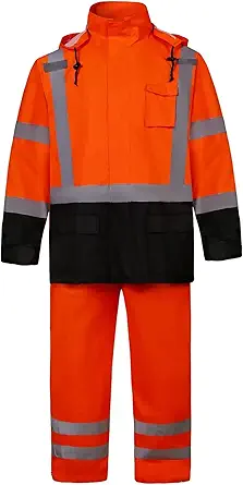 SRsafety High Visibility Rain Gear, Class 3 High Visibility Work Rain Gear for Men, Construction Rain Suits