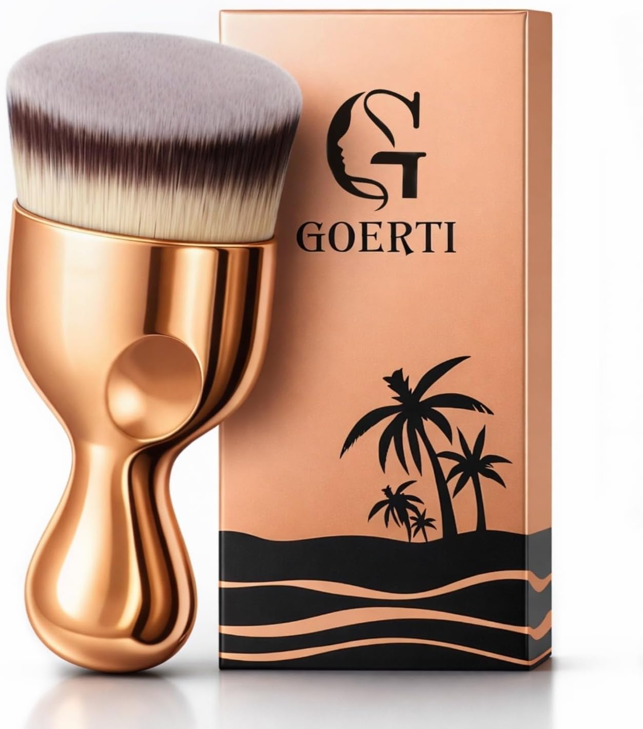 Angled Kabuki Brush – High-Density Face & Body Blending Makeup Brush for Liquid Foundation, Bronzing Lotion, Concealer, Powder, Cream, Contouring, Buffing & Streak-Free Self Tanner Applicator
