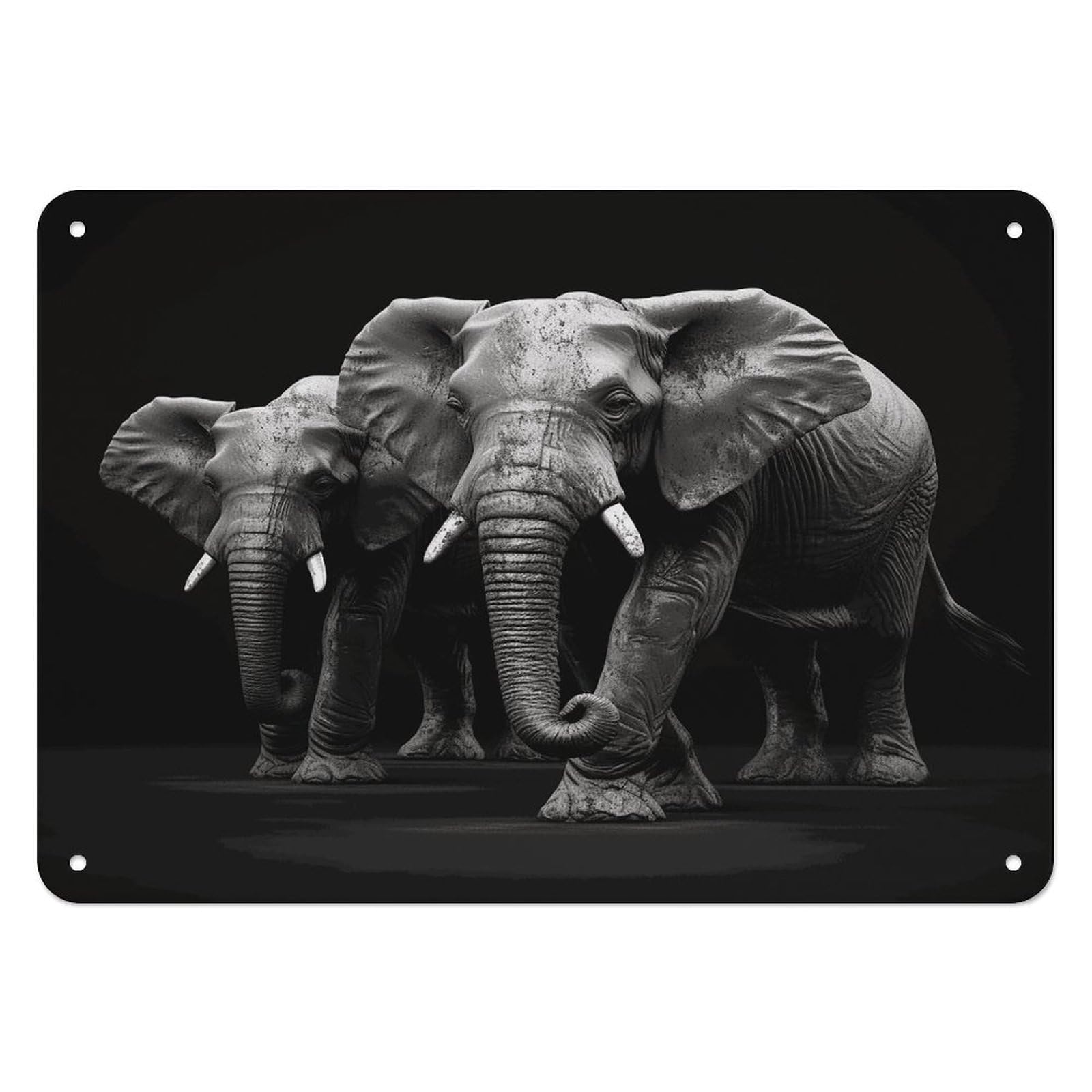 Btcowzrv Style 3D Gray Elephant Metal Sign, 5.5" X 7.9" Tin Wall Decor, Wall Art Plaques For Home Wedding Decor Room Living Room Decoration