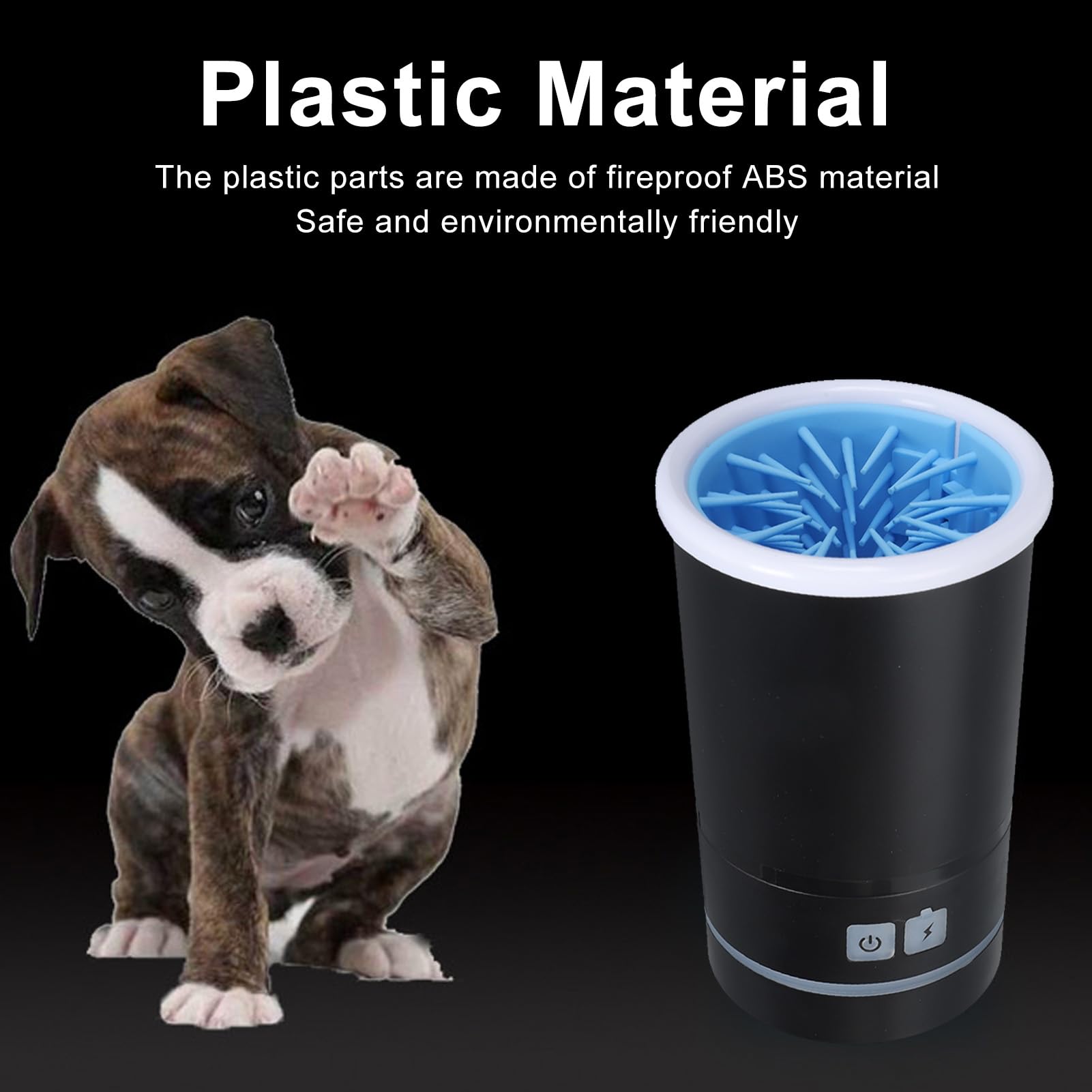 Nettoyeur automatique pour chien, laveuse électrique douce, rechargeable par USB, machine de nettoyage des pattes de chien pour chiens et chats de petite et moyenne taille (noir blanc)