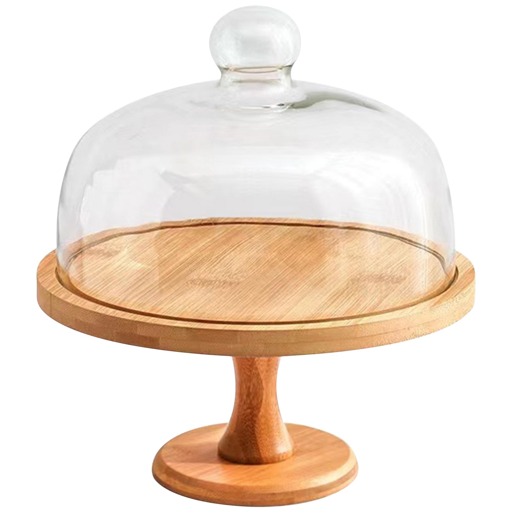 Uanqfegy Cake Stand - 9" Wooden Stand with Glass Dome Lid