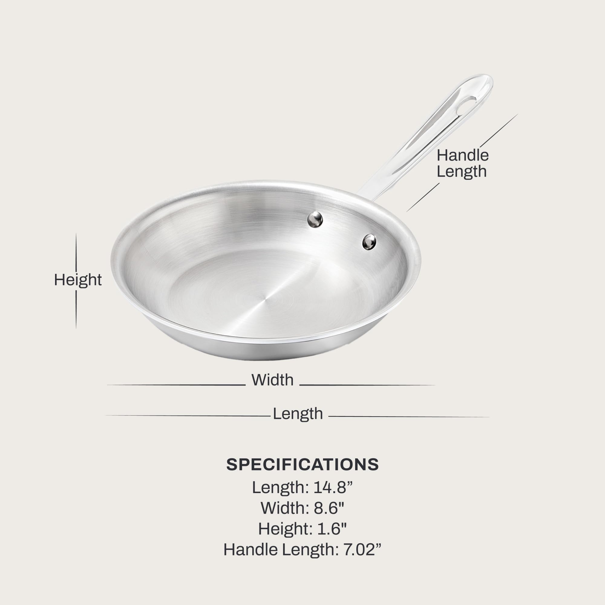All-Clad D3 Stainless Steel 8 Fry Pan Made in the USA | The Original Bonded Professional Cookware Omelets Pan Induction Compatible Oven Safe up to 600F product thumbnail 3
