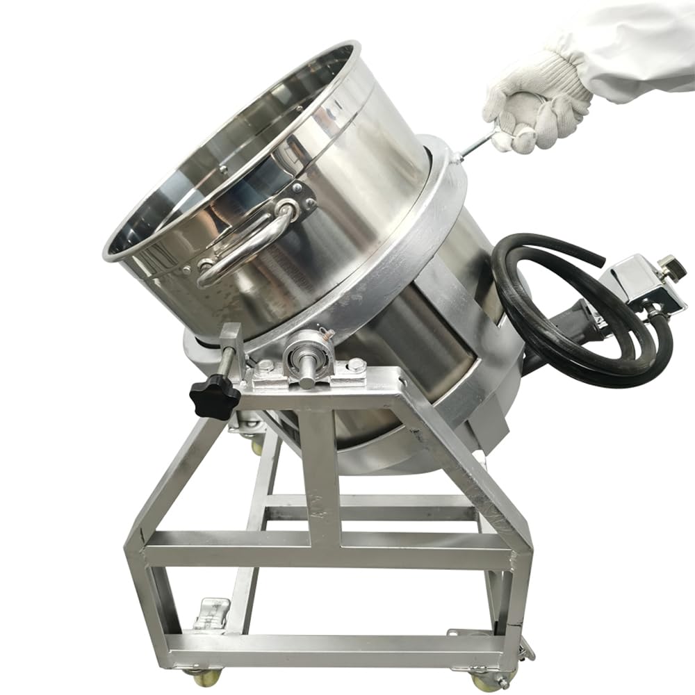 EQCOTWEA Automatic Pot Stirrer Cooking Mixer Pot Agitator Chocolate Paste Heat Mixing Machine Lipstick Heating Mixing Filling Machine 50L/13.2gal Food Mixer Hand Tilt LPG and Electric Stirrer 110V