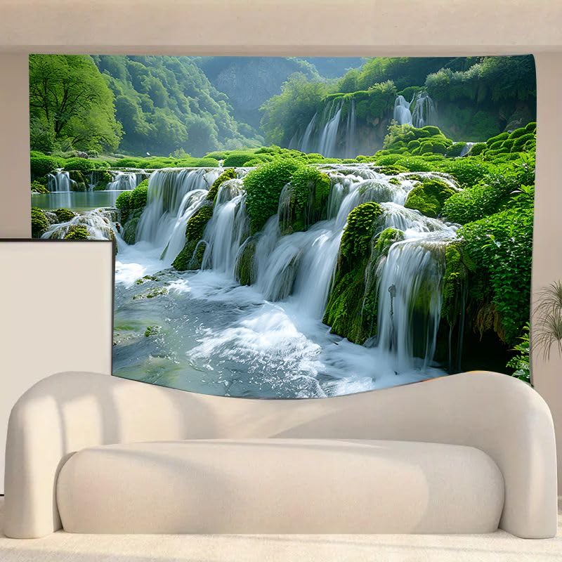 FENDROM Green Misty Forest Wall Tapestry Jungle Mountain Waterfall Nature Tapestry Tree Tapestries for Bedroom Living Room Dorm Decor - Image 4