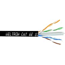 Weltron 1000' Black Cat6 600MHz Solid Utp CMR Copper T2404L6-BK