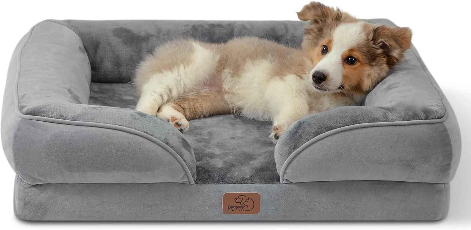 Bedsure Orthopedic Dog Bed Medium Size Dogs - Washable Medium Dog Bed Waterproof