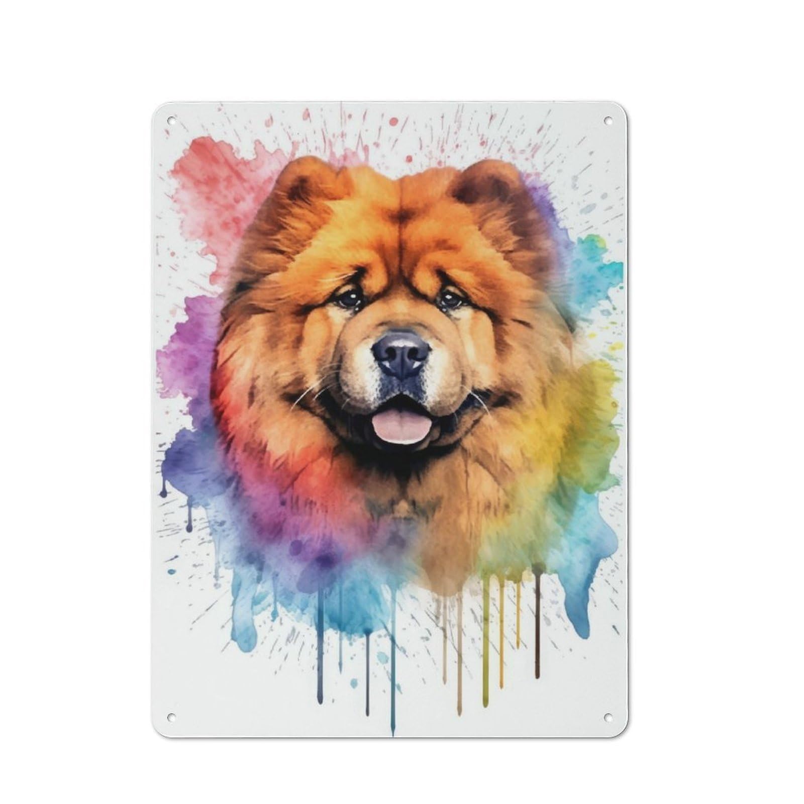Junmoney Watercolor Chowchow Printed Metal Sign 40X30cm For Bar Or Restaurant, For Kitchen, Dining Room And Home Bar Wall Decor