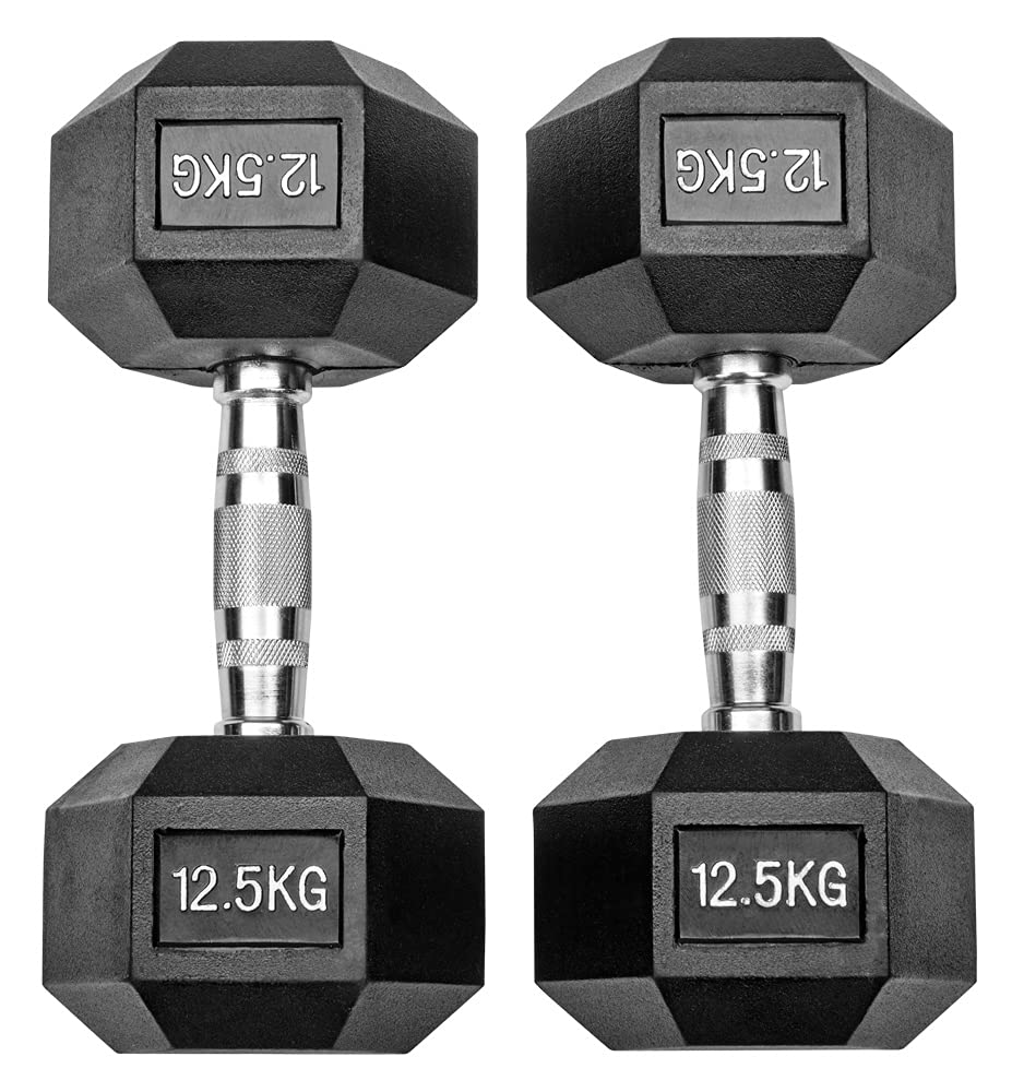 Bad Company Gummierte Hexagon Studio Hanteln schwarz I Kurzhanteln gummiert für Aerobic, Gymnastik und Fitness