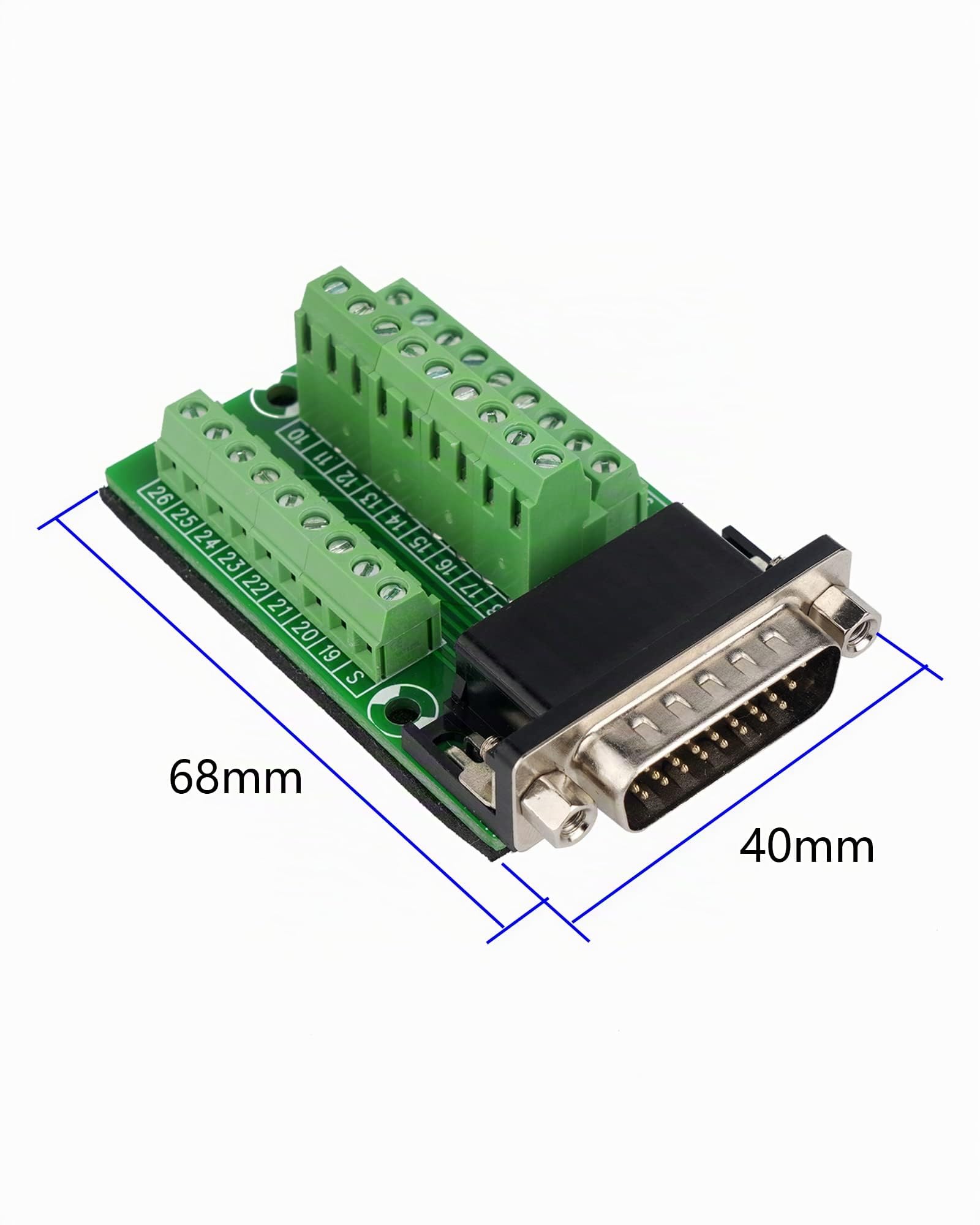 DB26 maschio a morsettiera senza saldatura, RS232 D-SUB seriale a 26 pin, adattatore a morsettiera (spina 1 pezzo)