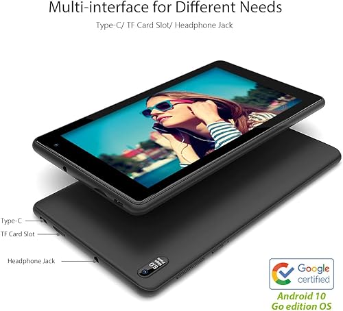 Vista 3 de EGOTEK [Actualizado] Tableta WiFi de 7 pulgadas, sistema operativo certificado Android 10 GMS, pantalla táctil de vidrio 2.5D, compatible con WiFi 6