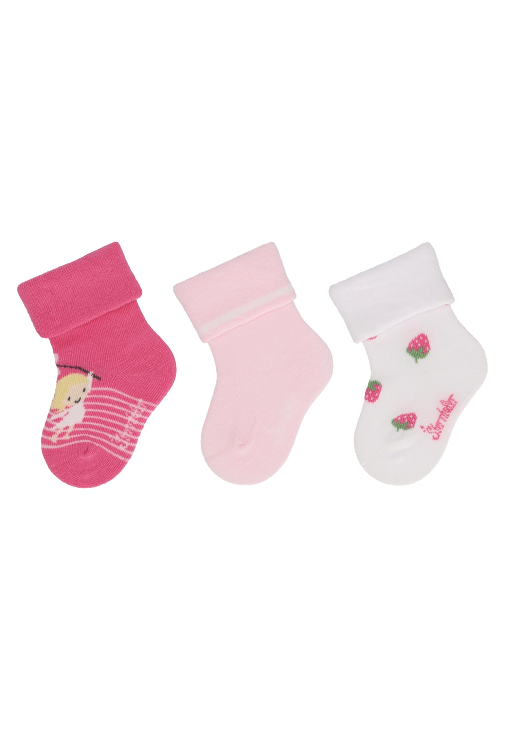 Sterntaler Baby -Socken 3er Pack Mädchen - Babysocken mit Umschlag und Motiven - Socken für Babys im Set leicht, flexibel und strapazierfähig