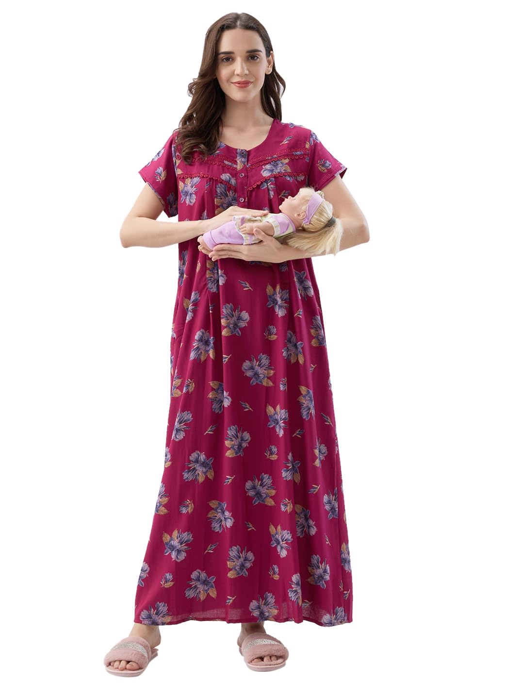 av2 Women Printed Maternity Feeding Nighty -7284-picture-30