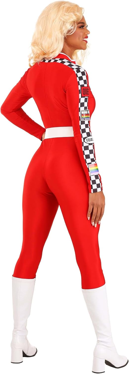 Drag Race Jumpsuit Costume, Pride Speed Racer Costume Women Men, Polyester And Spandex, Zipper Down Center Front - Image 3
