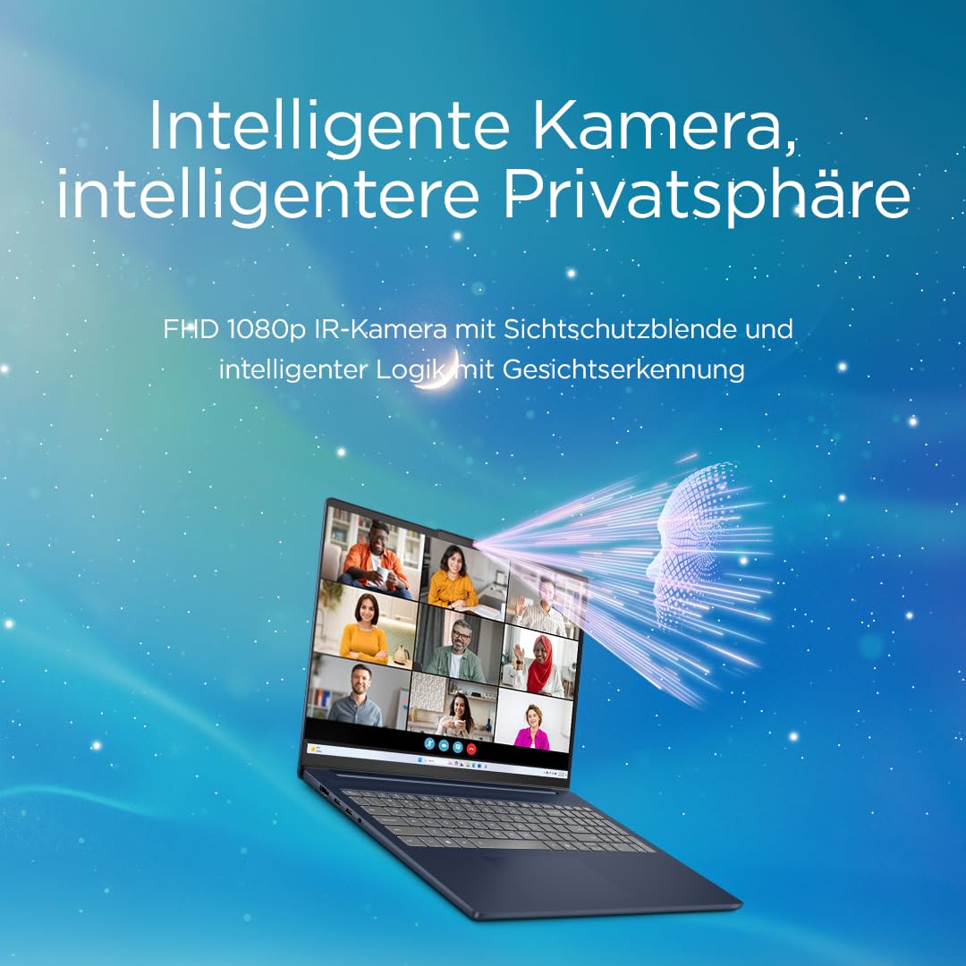 Lenovo IdeaPad Slim 5i Laptop | Copilot+ PC | 16" WUXGA Display | Intel Core Ultra 9 185H | 1TB SSD | 32GB RAM | Intel Arc Grafik | Windows 11 | QWERTZ | Cosmic Blau | 3 Monate Premium Care