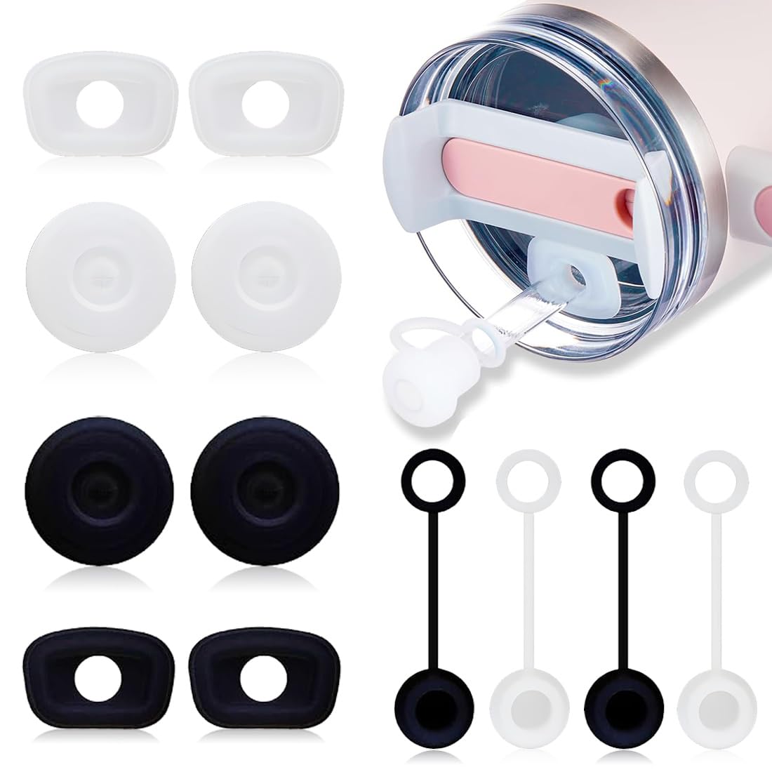 Per Stanley Cup, set di accessori contiene 6 tappi in silicone a prova di perdite, 2 coperchi in paglia, 1 custodia in silicone per Stanley Cup da 1,2 l e 850 ml
