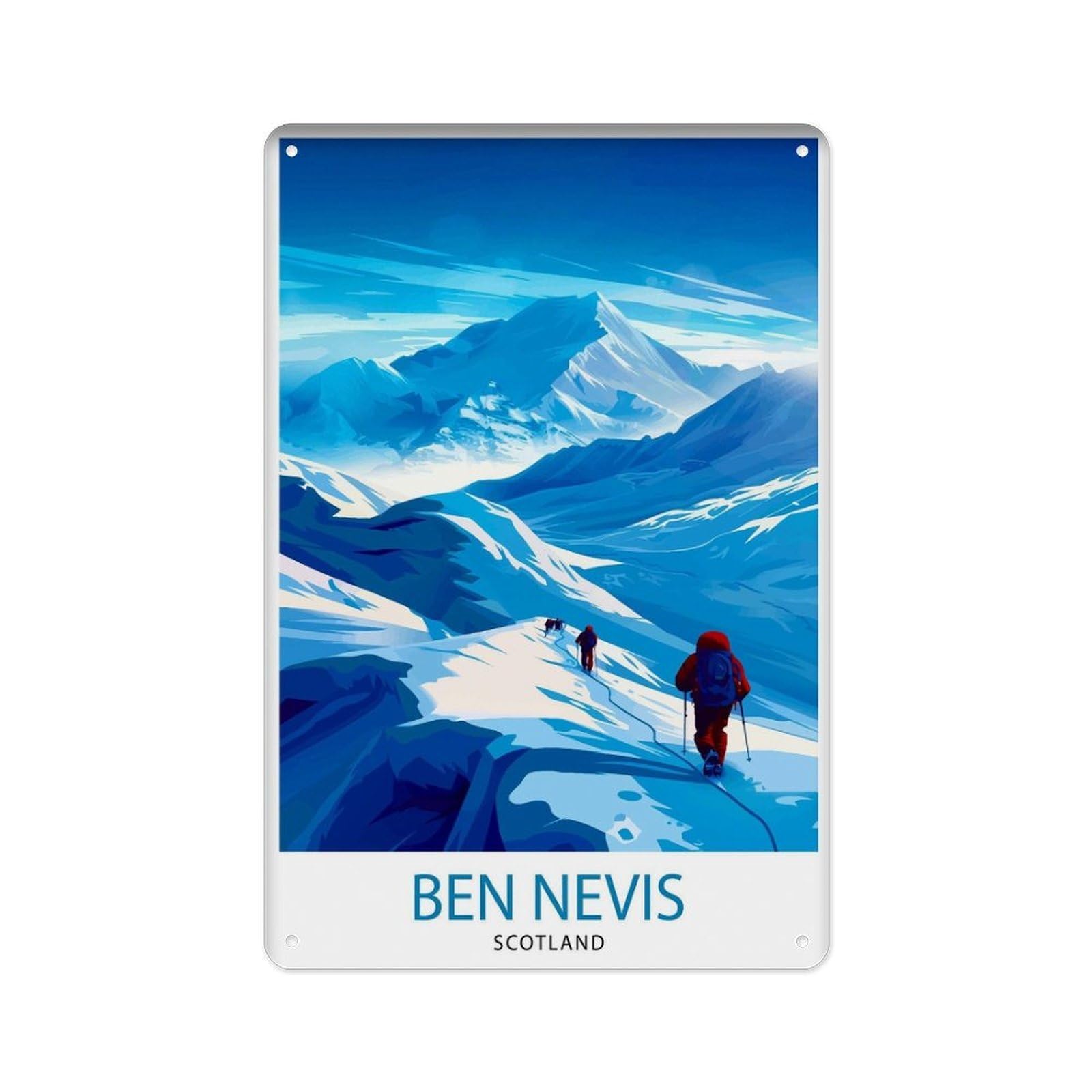 peiyeety Metal Tin Sign Benof Nevisof Peak Poster Scottish Mountain Landscape Decor Fort William Scotland Benof Nevisof Peak Poster Scottish Highlands Landscape Art Hiking (7) 8 X 12 Inch