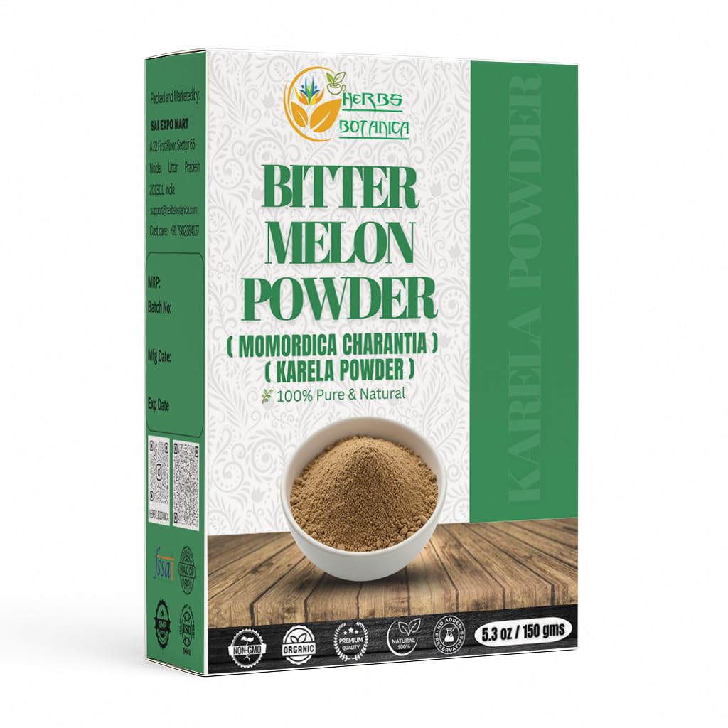 Bitter Melon Powder (Karela, Momordica Charantia), 100% Natural, Non-GMO, Gluten-Free, Supports Healthy Lifestyle & Wellness, 5.3 oz / 150 gm
