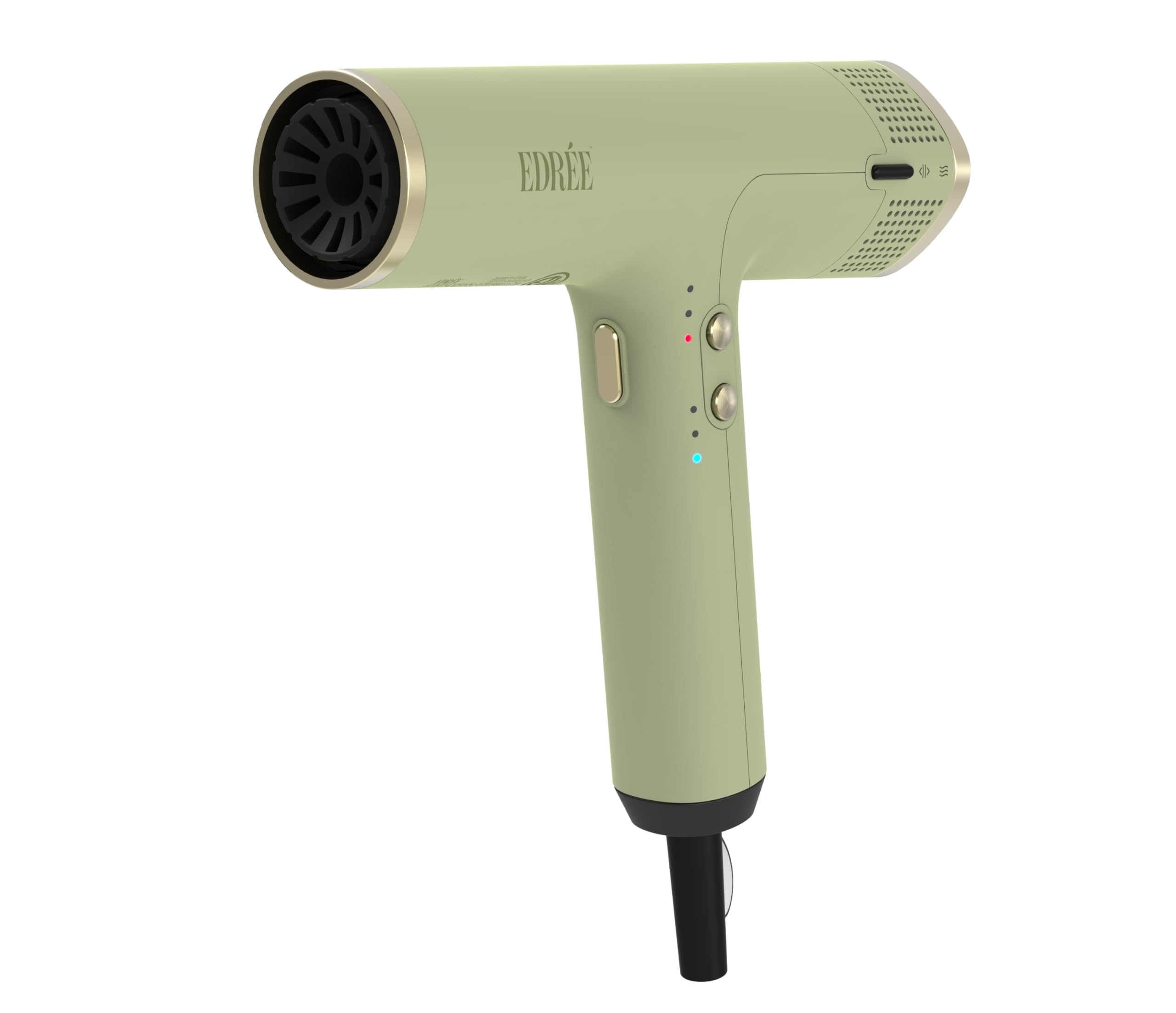 Edrée The Theia Aerosonic Professional Blow Dryer with Diffuser - Ionic Hair Dryer with Attachments, Lightweight Quiet Blow Dryer, 3 Heat & 4 Speed Settings, 360 Swivel Cord (Sage)
