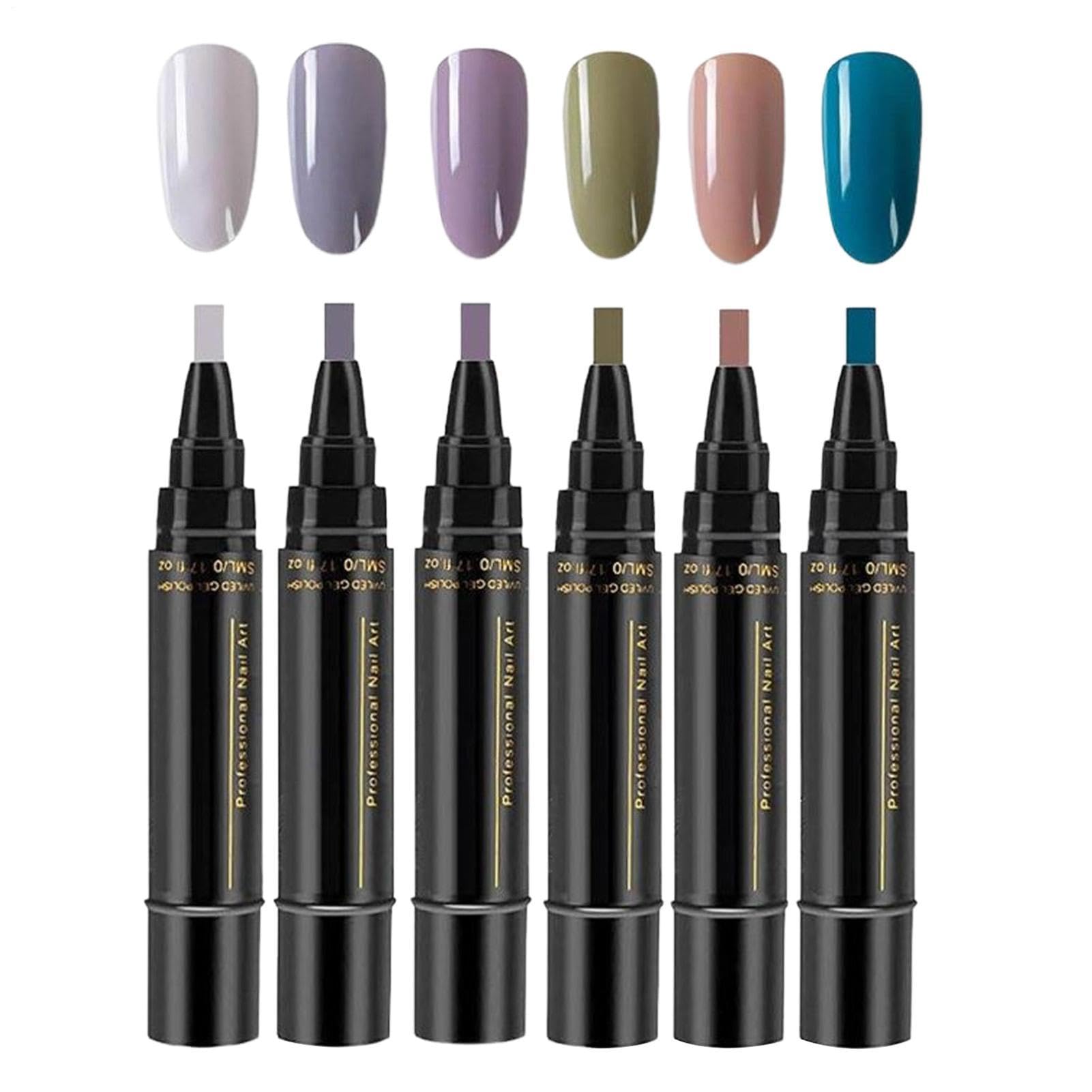 Penne Per Unghie Ad Asciugatura Rapida - Strumenti Per Manicure A Lunga Durata Da 6 Pezzi | Pennarelli Per Vernice Gel, Punta Fine 0,7 Mm, Impermeabili, Senza Lampada UV, Bambini, Donne, Adolescenti,