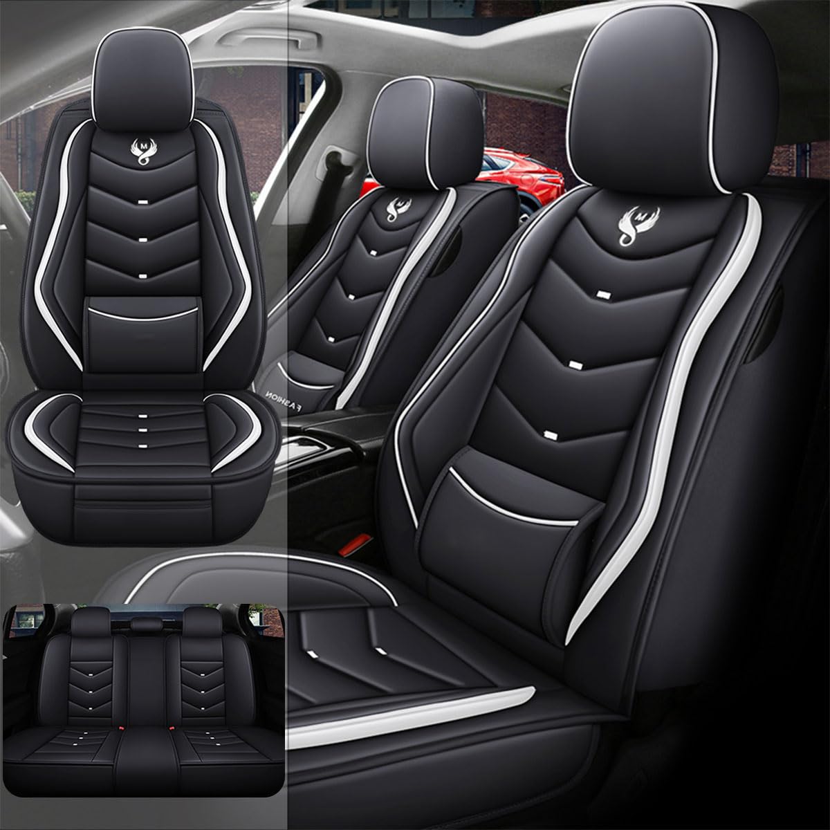 TNOKDY Car Seat Cover for Nissan Murano 2003-2026, Waterproof and Dustproof Faux Leather, Airbag Compatible, Cushion Protectors Guards, Car Interior