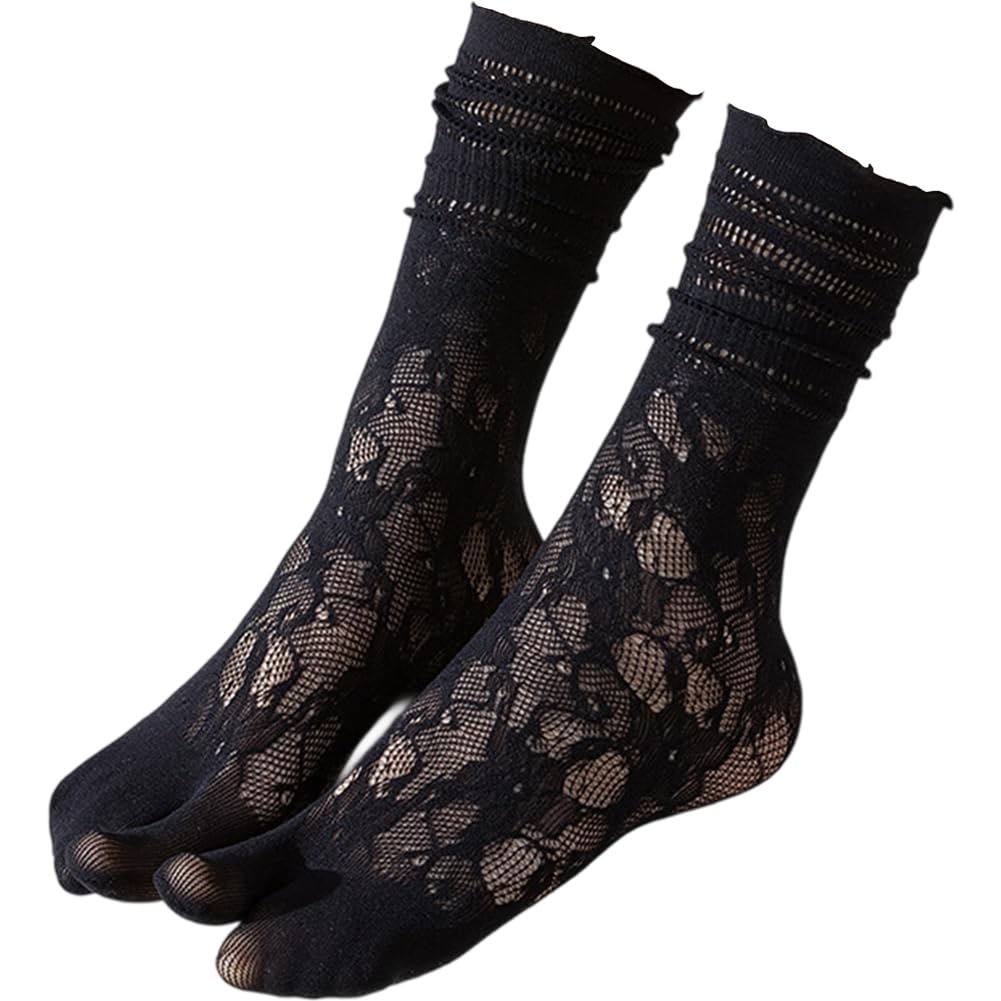 Sslvya Lace Tabi Socks for Women Flip Flops Socks Novelty Japanese Socks Sandal Slipper Socks for Daily Wear