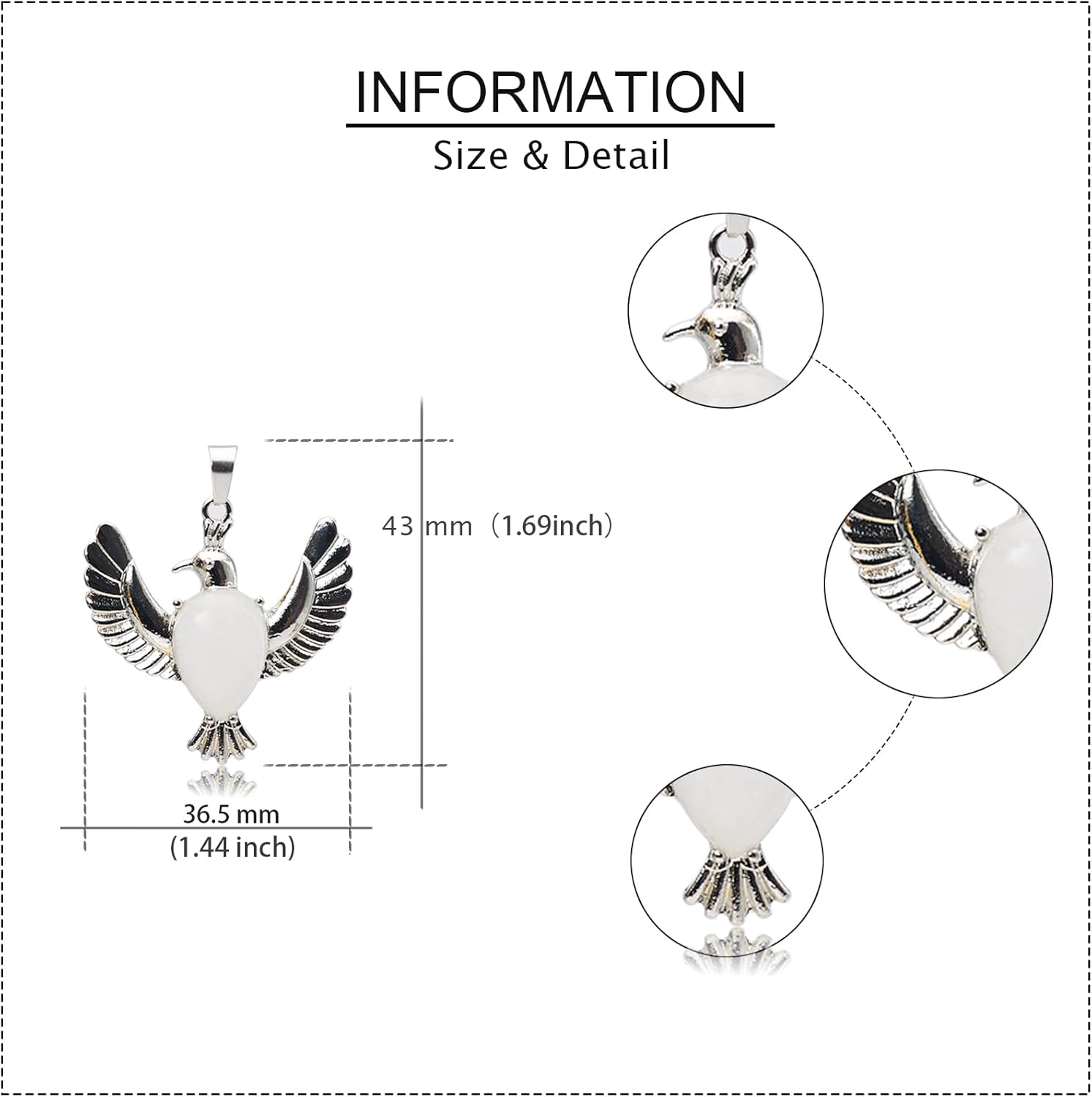 Natural Stone Dove-Shaped Pendant Set - 6 Colors Gemstone Charms for DIY Jewelry Making Necklaces, Bracelets, Earrings - Image 2