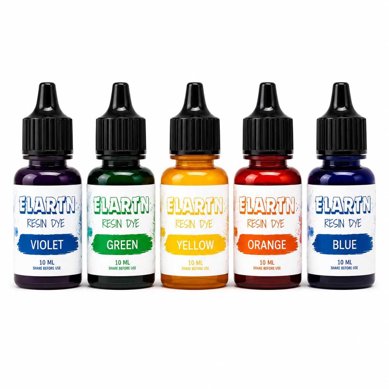 ELARTN Resin Dye Alcohol Ink Set 5 Colors (Violet, Green, Yellow, Orange, Blue), Highly Pigmented Concentrated Liquid Colorant for Epoxy Resin Art, UV Resin, Jewelry Making & DIY Crafts, 5 x 10ml-image-32
