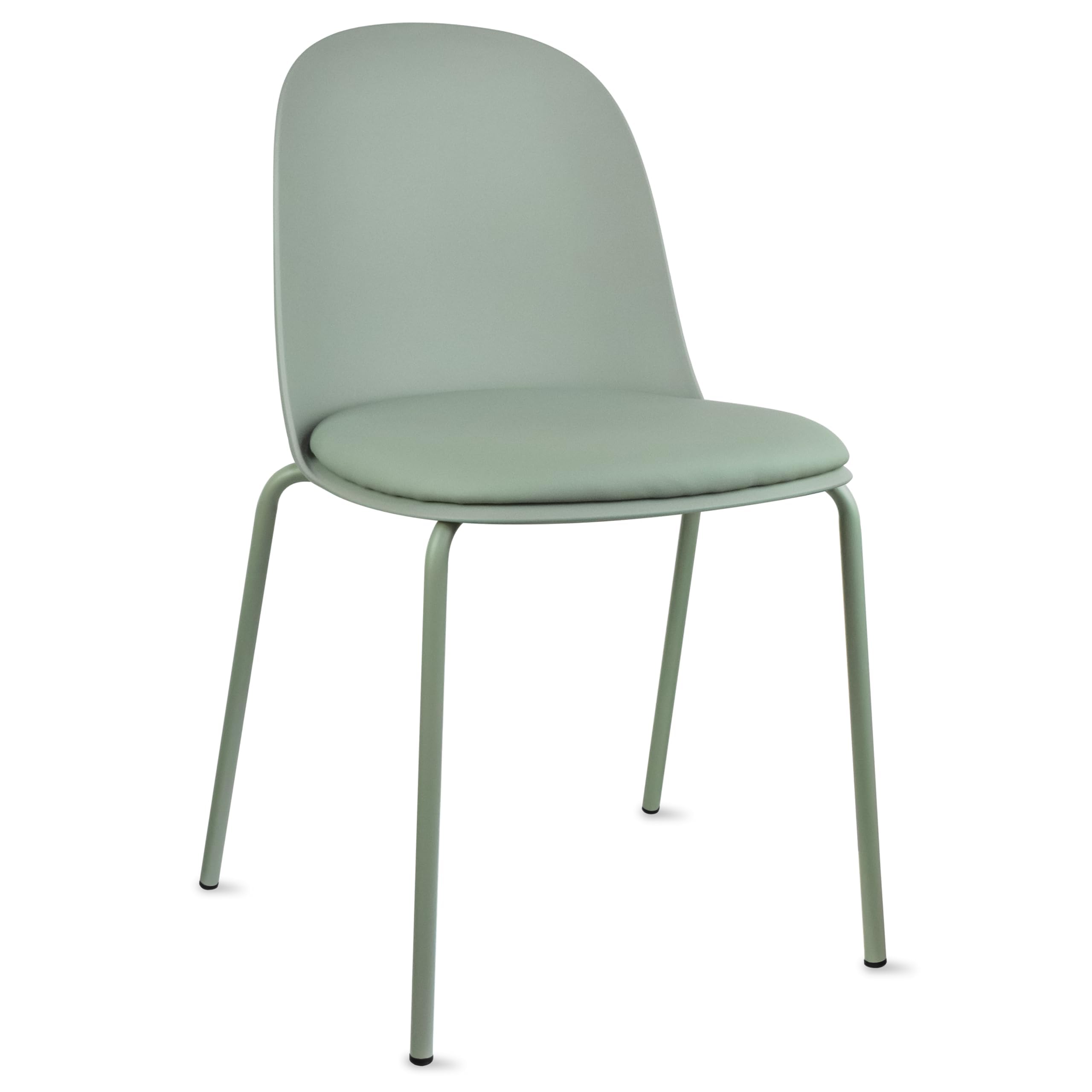 2xhome Modern Stackable Armless Dining Chair | Plastic Shell Seat with Metal Legs | Indoor or Outdoor Use | Home Kitchen Patio (1, Green, Padded Seat)