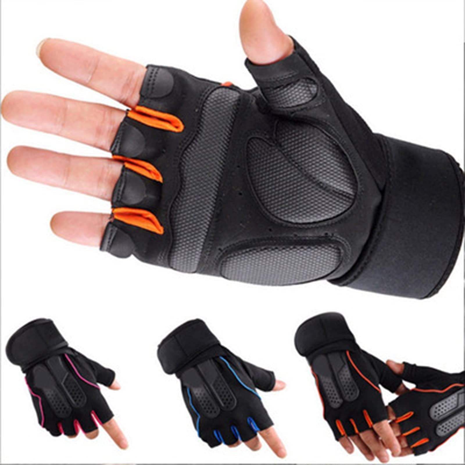 Guanti per sollevamento pesi per uomo donna Guanti protettivi mezze dita traspirpporto completo per il polso Ottimi per allenamento Guanti da allenamento Esercizi Fitness Appesi per trazioni