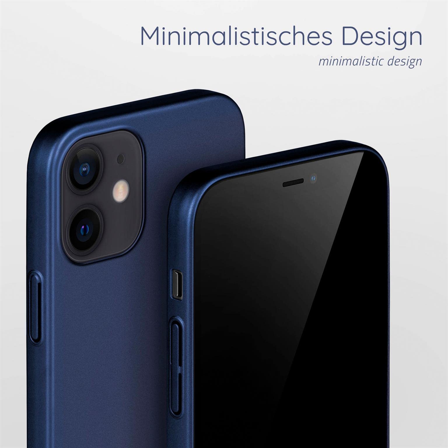 Moex 3-in-1 Schutz-Set Für IPhone 12 Mini – Ultra-dünne Hülle + 2x Panzerglas – Stoßfest, Matt, Blau