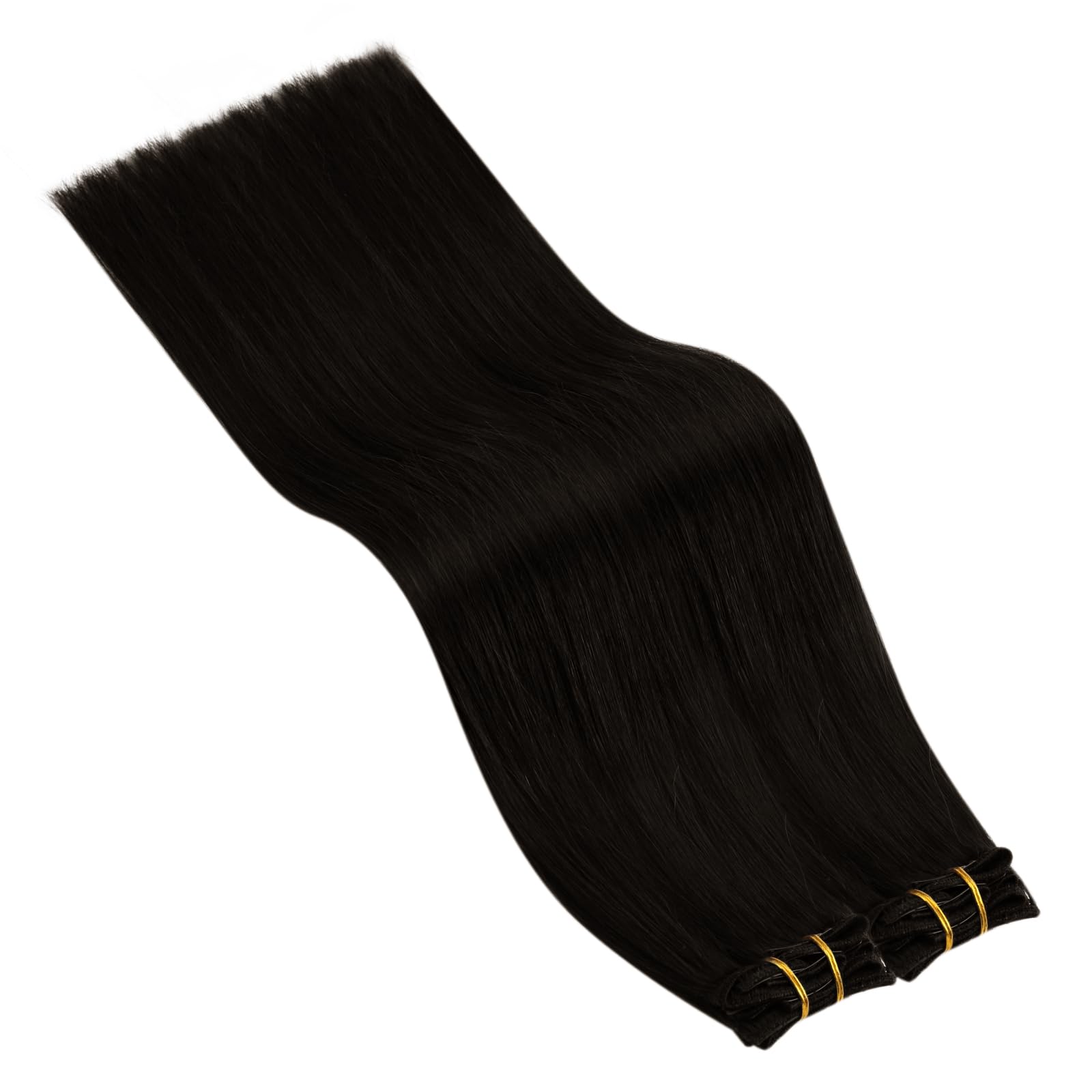 Ugeat Przedłużanie Włosów Clip in, Włosy Ludzkie, Ciemny Brąz, 45 cm 7 sztuk 120g, Włosy Clip in Extensions Brąz, Remy Naturalne Proste