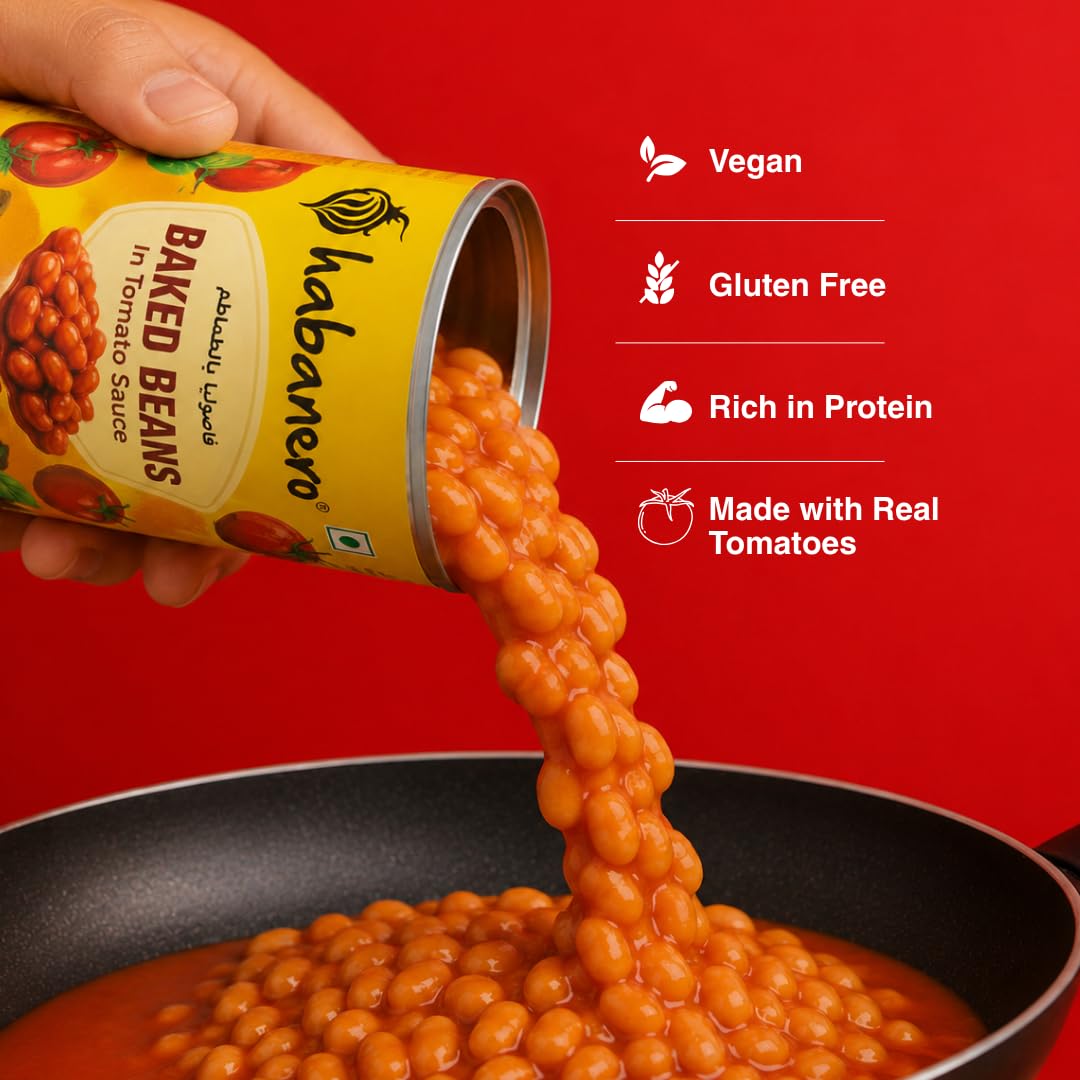Habanero Baked Beans in Tomato Sauce | Ready to Eat Baked Beans | High Protein & High Fibre | Breakfast Beans | 400g 2