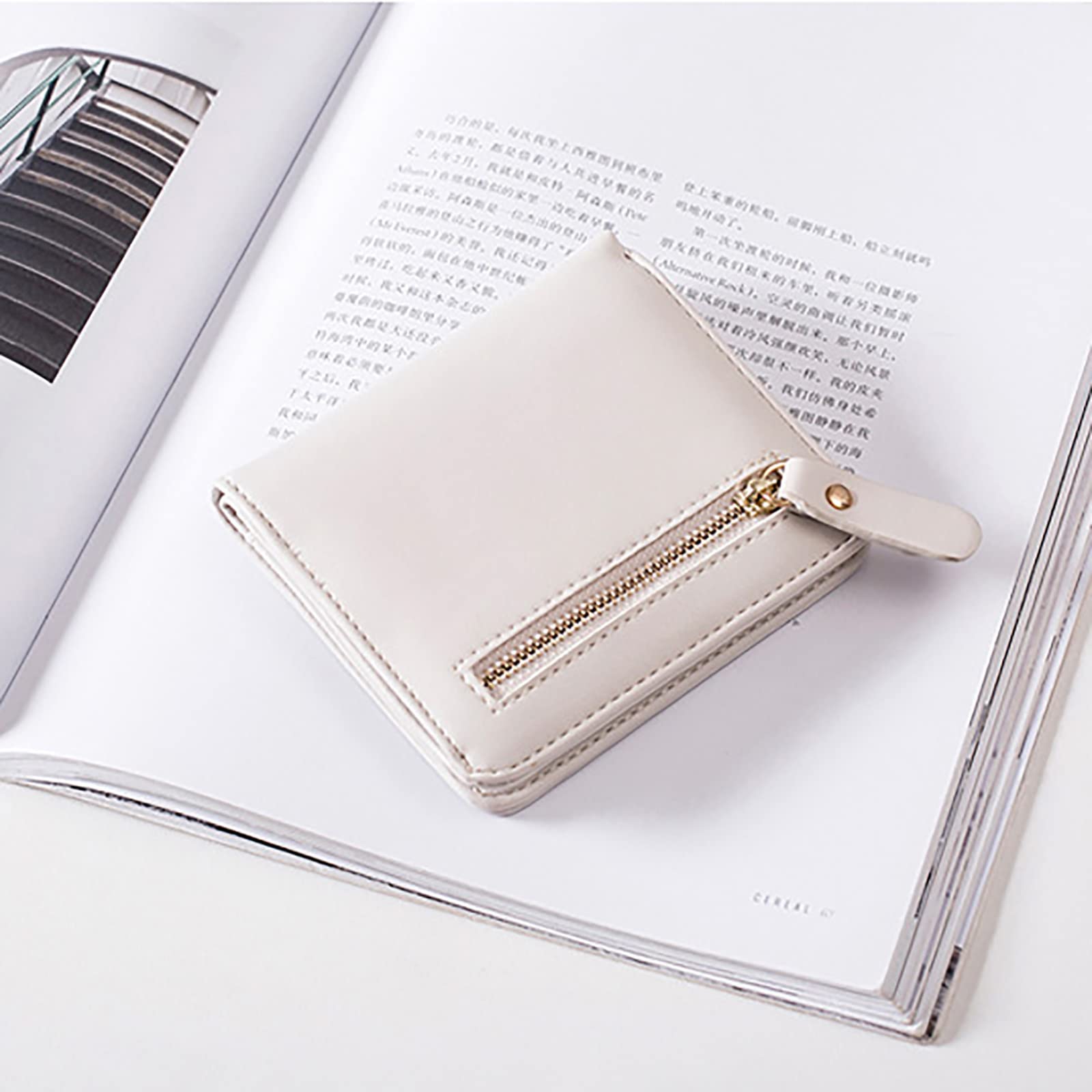 Damen Geldbeutel mit RFID Süße Bifold-Geldbörse mit Münzfach mit Reißverschluss Auf Modischer Rückseite,Pink,One Size