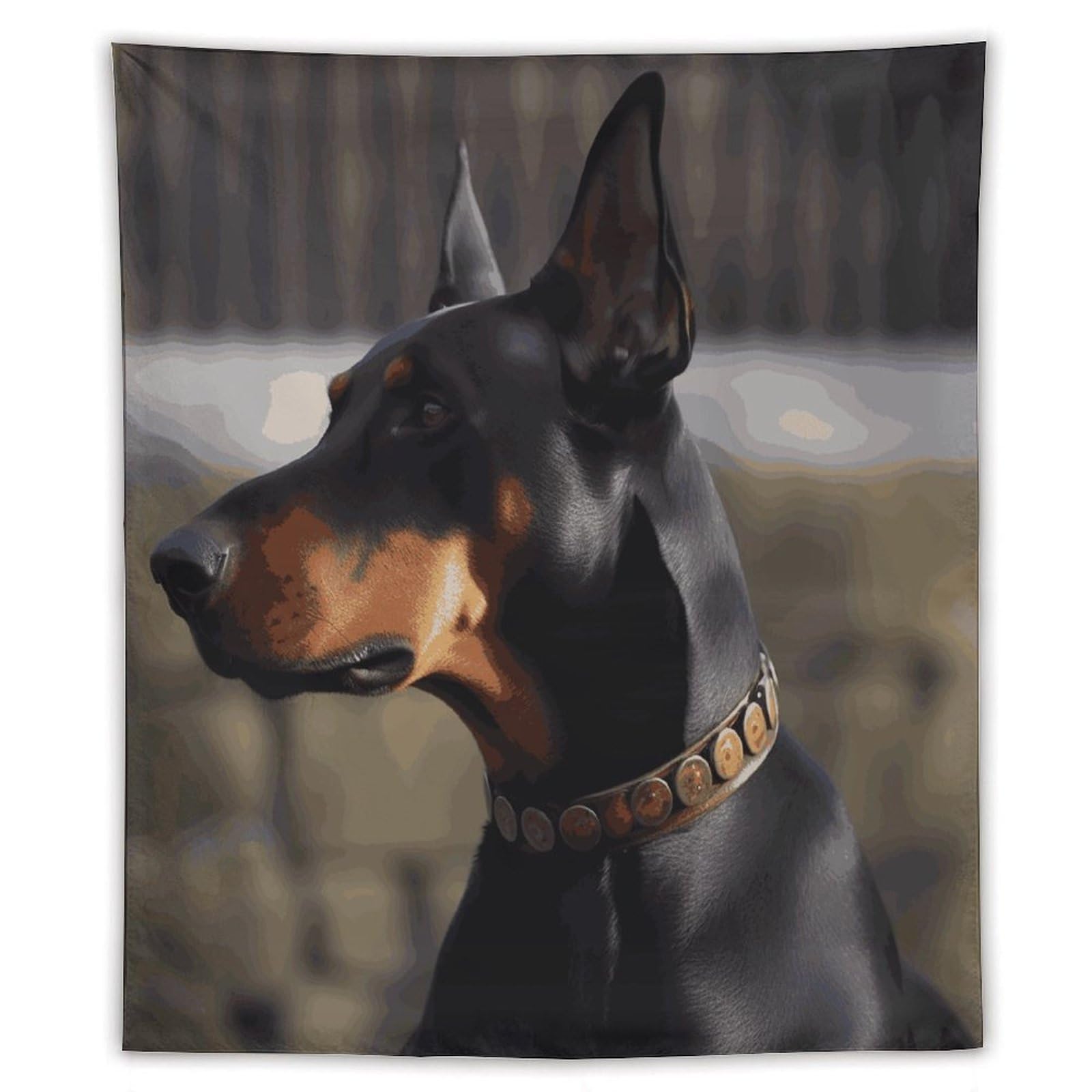 MUSM Doberman Tapestry with Installation Kit Personalized Wall Tapestry Aesthetic Tapestries Backdrop Banner Wall Art Hanging Decor for Home Picnic Beach Blanket 50"x60"