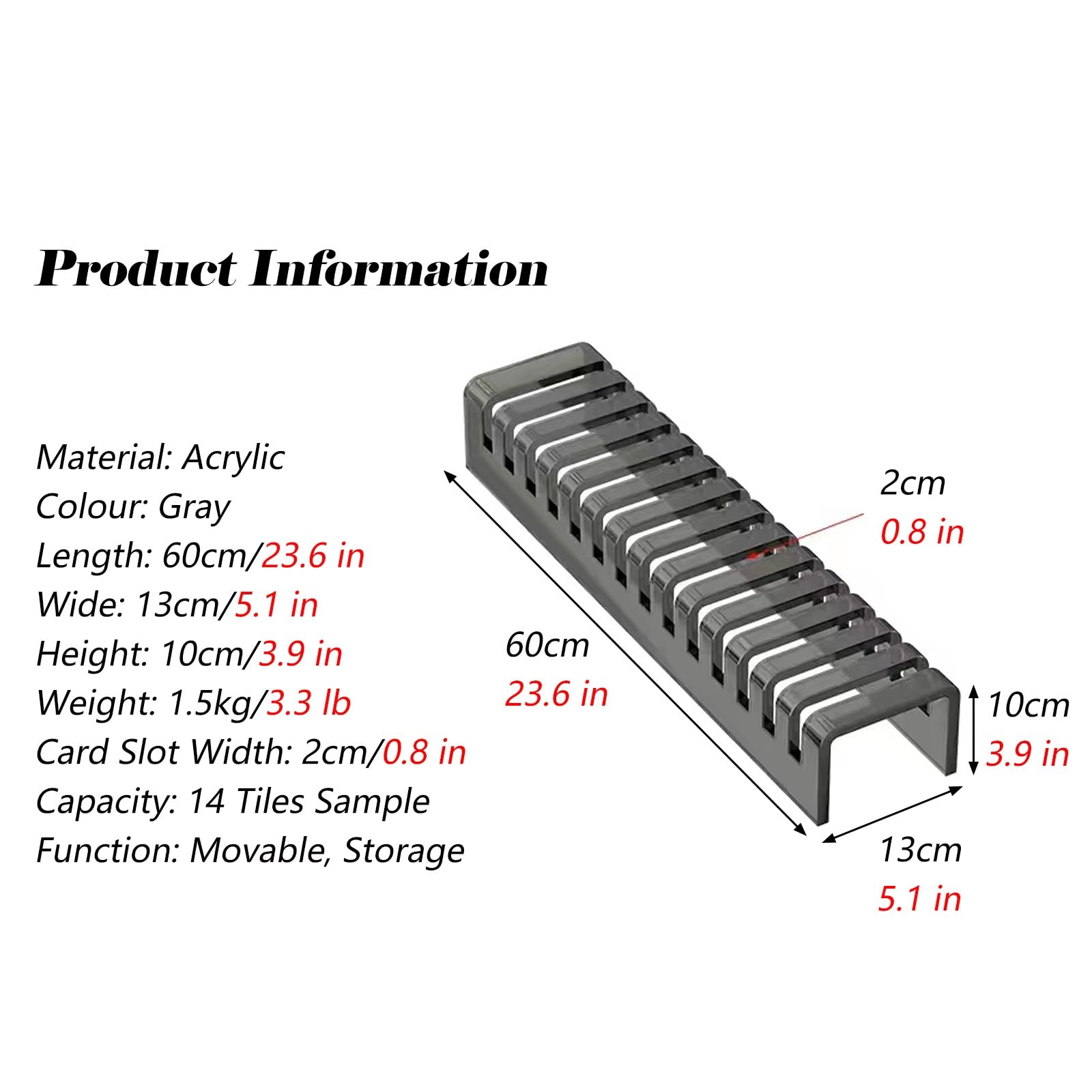 MZZKFC Lightweight Acrylic Tile Display Stand, Commercial Tile Display Rack Space-Saving, Flooring Display Shelf for Building Material Samples/Craft Exhibitions(Gray)