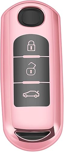 Miniatura 3 de Funda de silicona suave de TPU para Mazda 8 CX-4 CX-5 CX-7 CX-9 Atenza Axela Smart Car Remote Key Fob Case Llavero, Rosa brillante - Llavero de metal