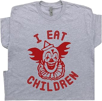 Creepy Clown T Shirt Funny Scary Circus Horror Tee Novelty I Eat Children