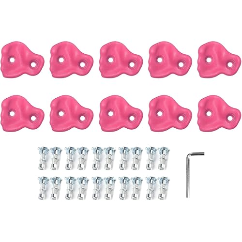 TeamSky Rock Climbing Holds,10PCS Plastic Comfortable Rock Climbing Stone Rocks Wall Stones with Screw Pad and Nut for Outdoor Indoor Climbing Frames Children Playground