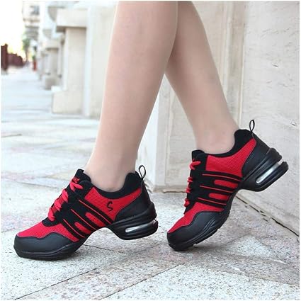 ZIJ EU35-44 Sport Caratteristica Morbida Suola Respiro Scarpe Da Ginnastica  Per Donna Pratica Scarpe Da Ginnastica Danza Moderna Scarpe Jazz (Colore:  Nero Rosso, Formato Scarpe: 5.5) : Amazon.it: Scarpe e borse