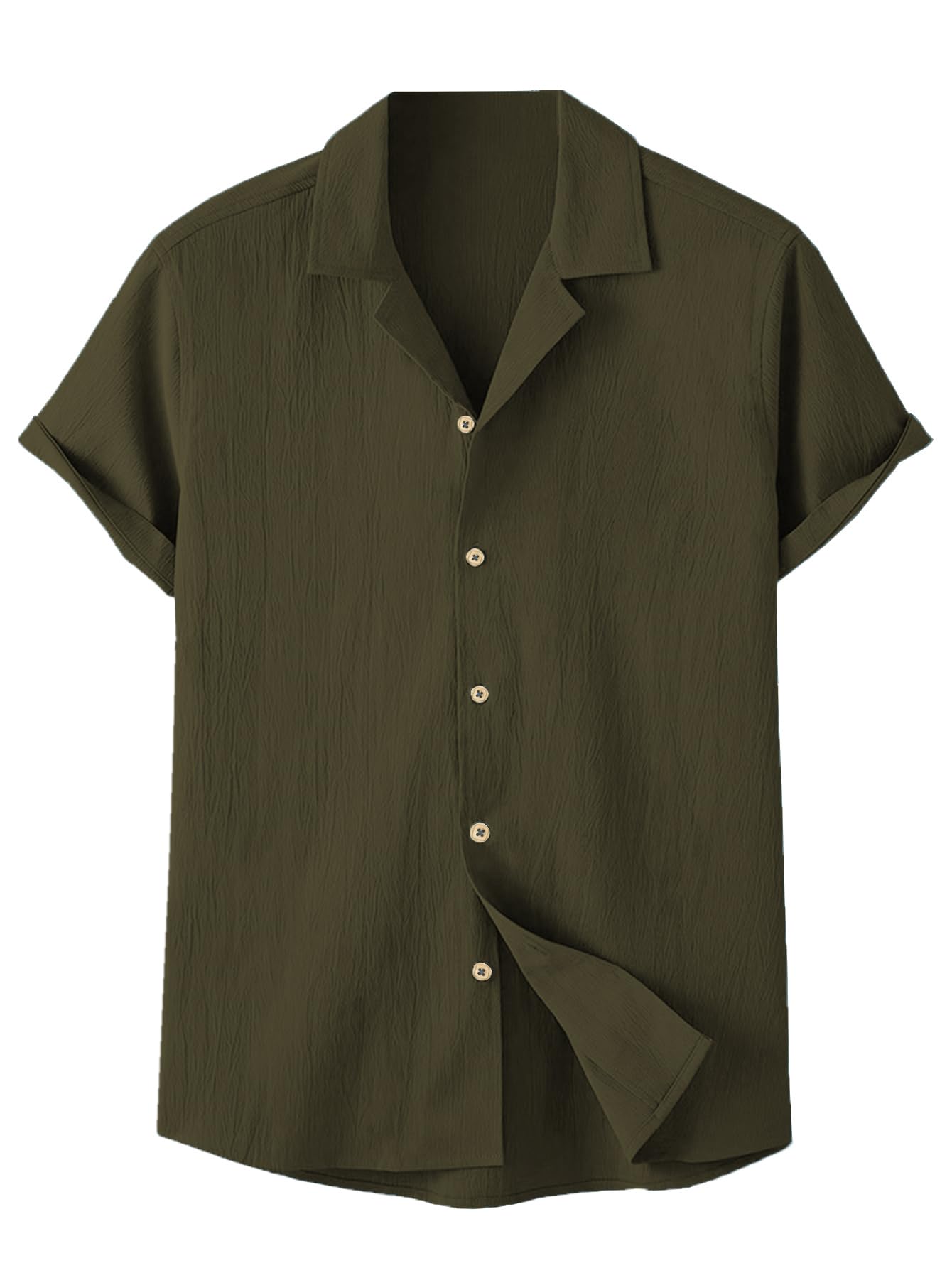 TAGDO® Men's Regular Fit Textured Fabric Shirts | Camp Collar & Short Sleeve Button-Down Shirt for Man | Comfortable with Smart Casual Look, Summer Beachwear (5171)