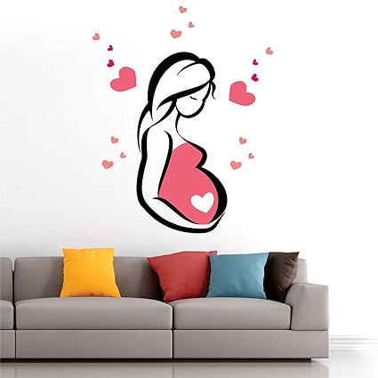 StickMe 'Pregnancy Girl Love Herself - Creative - Colorful - Wall Sticker' -SM197 (Multi Colour, Vinyl - 80cm X 100 cm)
