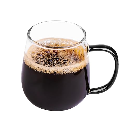 Glass Coffee Mugs Set of 6, Clear, Multi-Coloured Handles