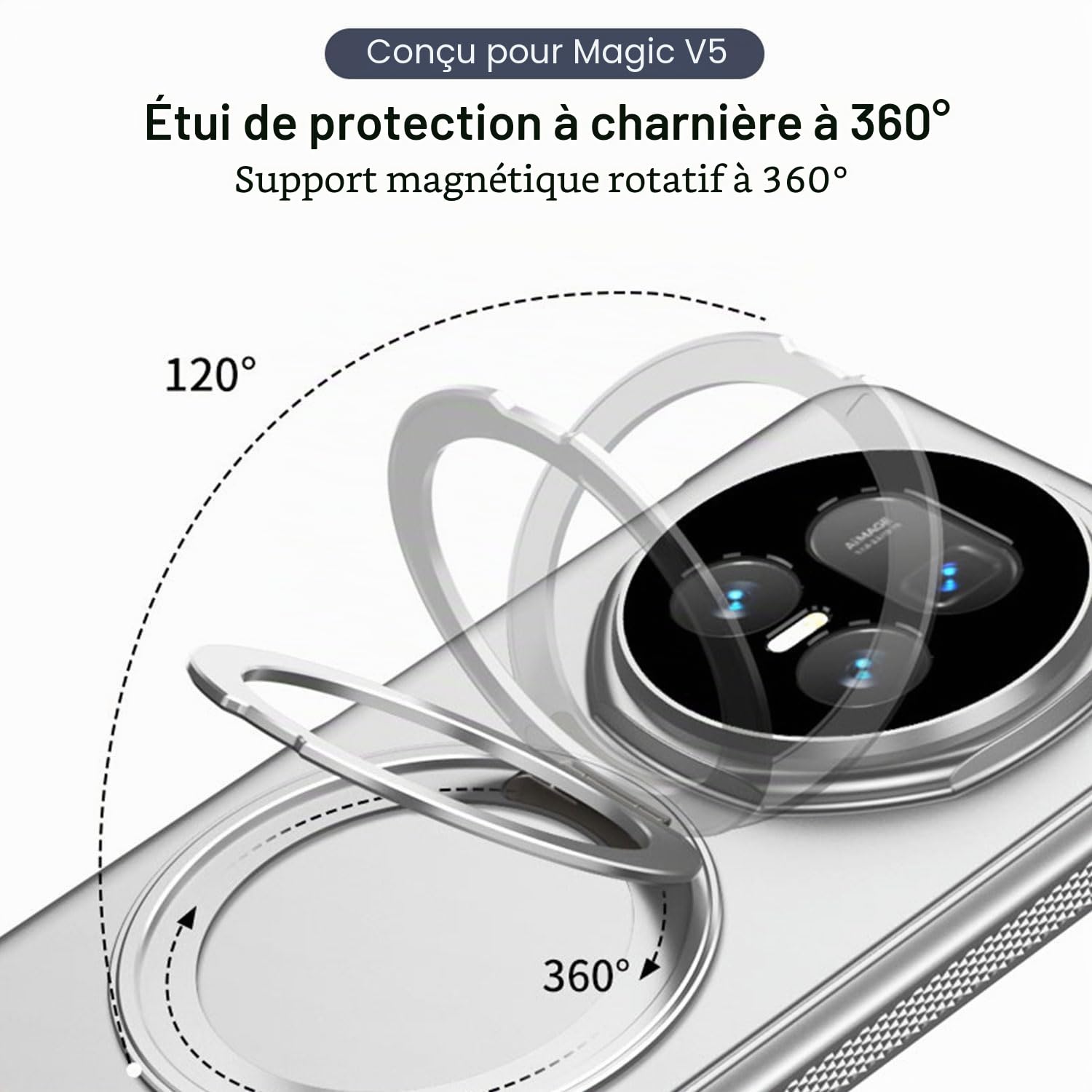 COQUE Étui pour Honor Magic V5 avec Film Trempé, Tout Compris Pliable à Charnière,Housse de Téléphone Pliante pour Honor Magic V5 5G-Noir