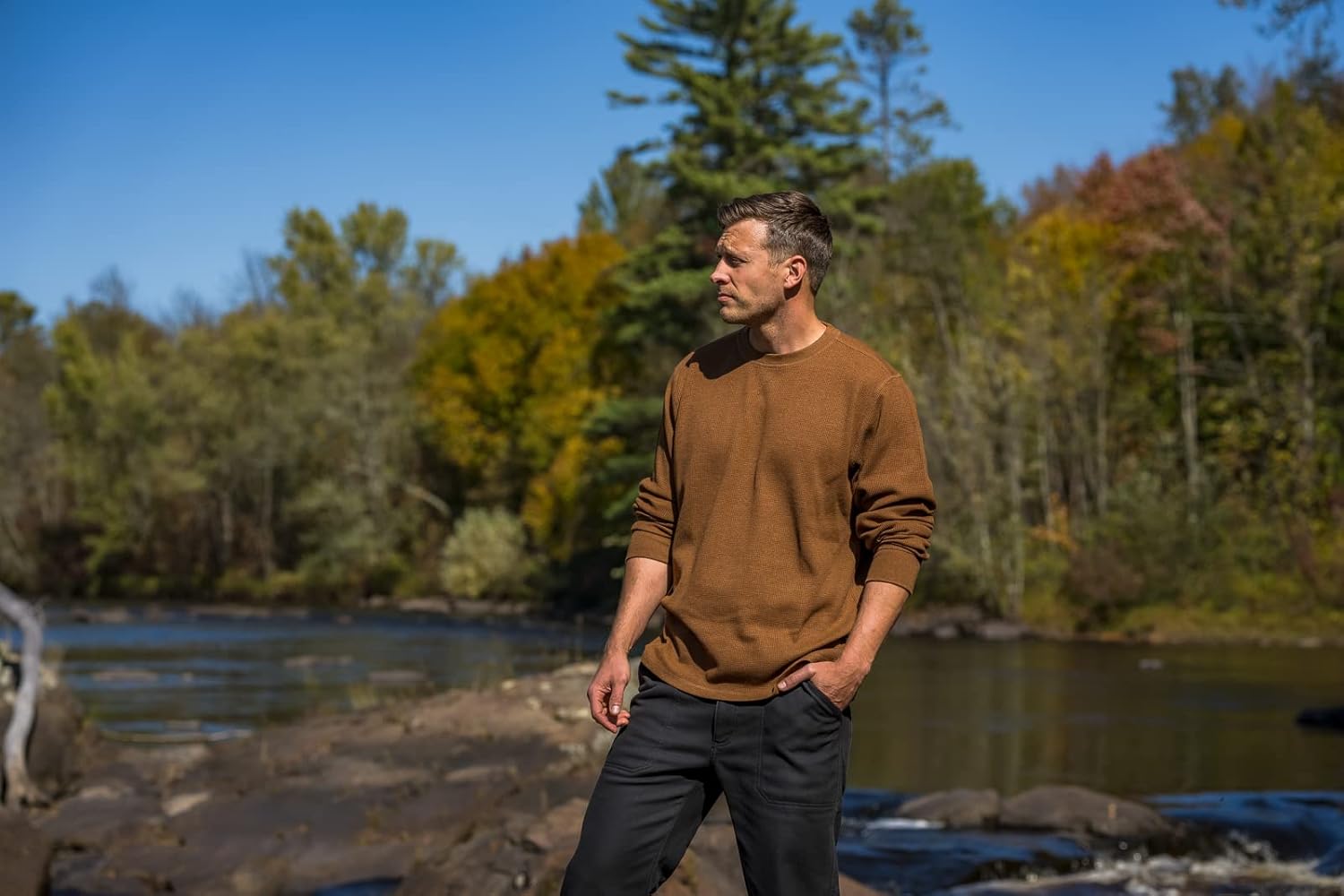 The American Outdoorsman Long-Sleeve Crew Neck Thermal Waffle Knit Shirt for Men - Image 6