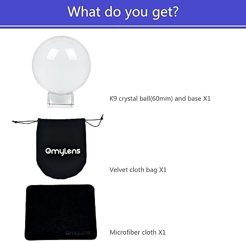 Miniatura 6 de Bola de lente profesional de 2.362in para accesorios y accesorios de fotografía, bola de cristal K9 con soporte y bolsa de seda, bola mágica y