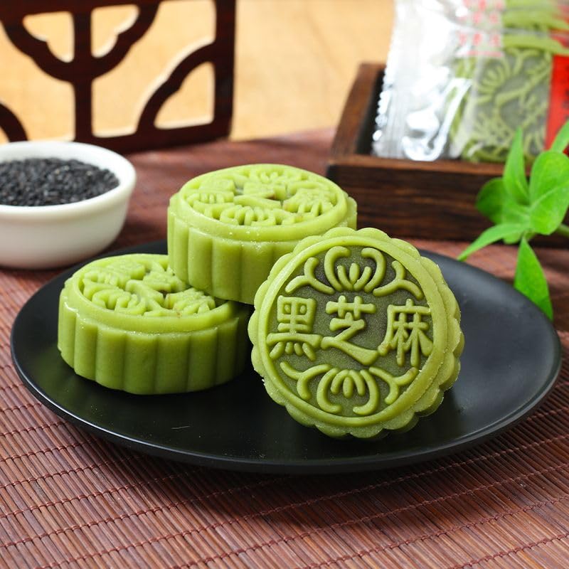 Black sesame mung bean cake,handmade mooncake,Mid-Autumn Festival mooncake，old-fashioned traditional pastry，Mid Autumn gifts pack,soft cake cookies, instant breakfast bread, Dim sum, sweets (1500g)